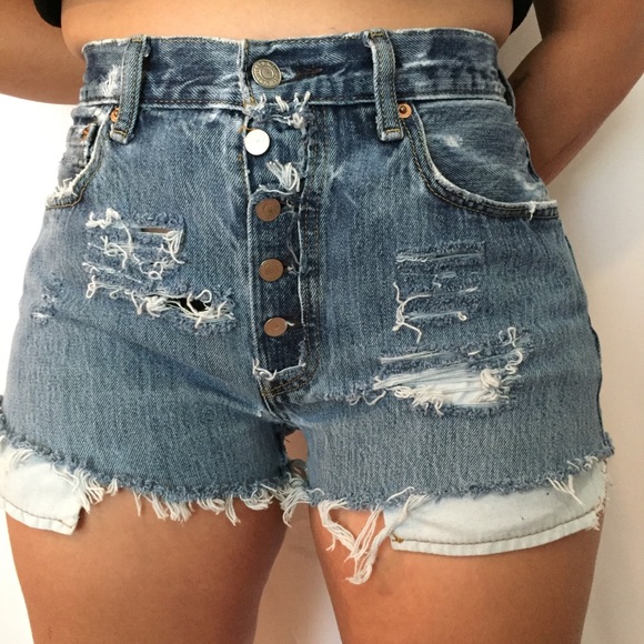 Levi's Pants - Vintage Levi’s 501 high waisted distressed shorts